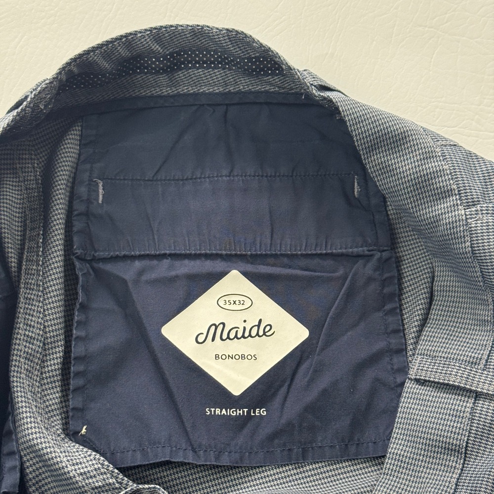 Maide Golf Bonobos Mens Houndstooth Performance Pants Grey Navy Blue Zipper Hem - Picture 9 of 15